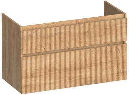 Brauer Delight Wavy - Onderkast - 100 cm - met 2 Softclose Lades Greeploos en 1 Sifon Uitsparing - Forest Tan