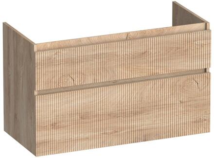 Brauer Delight Wavy - Onderkast - 100 cm - met 2 Softclose Lades Greeploos en 1 Sifon Uitsparing - Forest Wheat