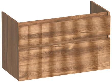 Brauer Delight Wavy - Onderkast - 100 cm - met 2 Softclose Lades Greeploos en 1 Sifon Uitsparing - Honey