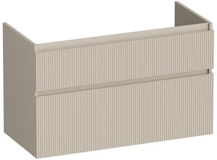 Brauer Delight Wavy - Onderkast - 100 cm - met 2 Softclose Lades Greeploos en 1 Sifon Uitsparing - Mat Beige