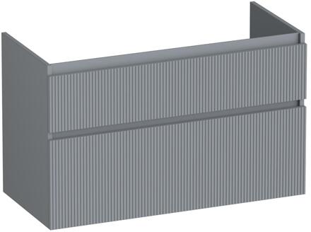 Brauer Delight Wavy - Onderkast - 100 cm - met 2 Softclose Lades Greeploos en 1 Sifon Uitsparing - Mat Grijs