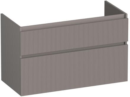 Brauer Delight Wavy - Onderkast - 100 cm - met 2 Softclose Lades Greeploos en 1 Sifon Uitsparing - Mat Taupe