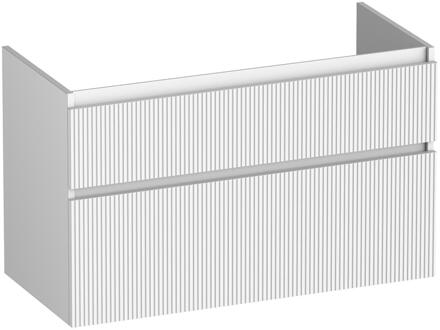 Brauer Delight Wavy - Onderkast - 100 cm - met 2 Softclose Lades Greeploos en 1 Sifon Uitsparing - Mat Wit