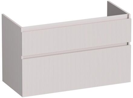 Brauer Delight Wavy - Onderkast - 100 cm - met 2 Softclose Lades Greeploos en 1 Sifon Uitsparing - Mat Zand