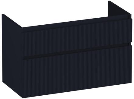 Brauer Delight Wavy - Onderkast - 100 cm - met 2 Softclose Lades Greeploos en 1 Sifon Uitsparing - Mat Zwart