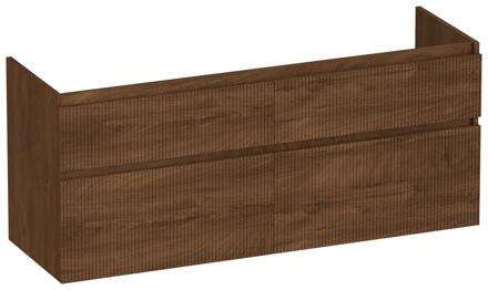 Brauer Delight Wavy - Onderkast - 140 cm - met 4 Softclose Lades Greeploos en 2 Sifon Uitsparingen - Forest Cacao