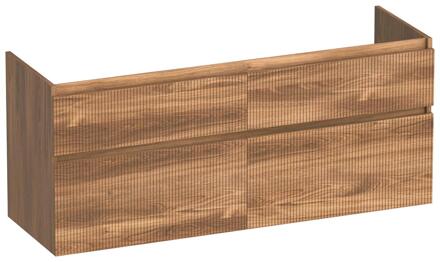 Brauer Delight Wavy - Onderkast - 140 cm - met 4 Softclose Lades Greeploos en 2 Sifon Uitsparingen - Honey