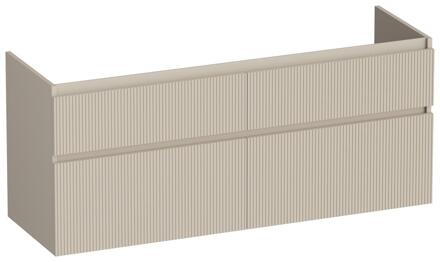 Brauer Delight Wavy - Onderkast - 140 cm - met 4 Softclose Lades Greeploos en 2 Sifon Uitsparingen - Mat Beige