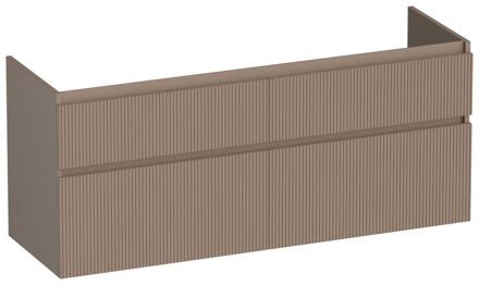 Brauer Delight Wavy - Onderkast - 140 cm - met 4 Softclose Lades Greeploos en 2 Sifon Uitsparingen - Mat Mokka