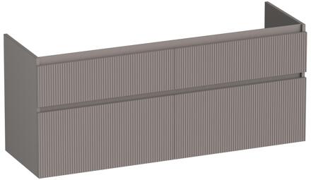 Brauer Delight Wavy - Onderkast - 140 cm - met 4 Softclose Lades Greeploos en 2 Sifon Uitsparingen - Mat Taupe