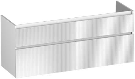 Brauer Delight Wavy - Onderkast - 140 cm - met 4 Softclose Lades Greeploos en 2 Sifon Uitsparingen - Mat Wit