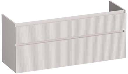 Brauer Delight Wavy - Onderkast - 140 cm - met 4 Softclose Lades Greeploos en 2 Sifon Uitsparingen - Mat Zand