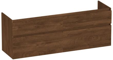 Brauer Delight Wavy - Onderkast - 160 cm - met 4 Softclose Lades Greeploos en 2 Sifon Uitsparingen - Forest Cacao