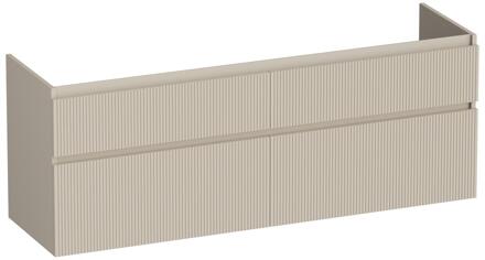 Brauer Delight Wavy - Onderkast - 160 cm - met 4 Softclose Lades Greeploos en 2 Sifon Uitsparingen - Mat Beige