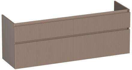 Brauer Delight Wavy - Onderkast - 160 cm - met 4 Softclose Lades Greeploos en 2 Sifon Uitsparingen - Mat Mokka