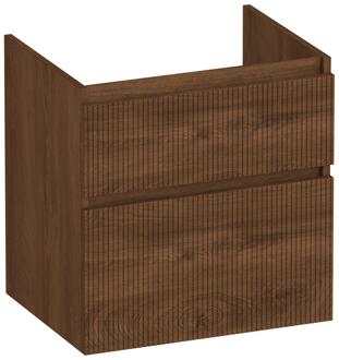 Brauer Delight Wavy - Onderkast - 60 cm - met 2 Softclose Lades Greeploos en 1 Sifon Uitsparing - Forest Cacao