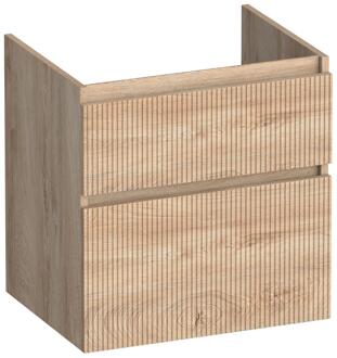 Brauer Delight Wavy - Onderkast - 60 cm - met 2 Softclose Lades Greeploos en 1 Sifon Uitsparing - Forest Wheat