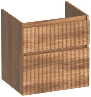 Brauer Delight Wavy - Onderkast - 60 cm - met 2 Softclose Lades Greeploos en 1 Sifon Uitsparing - Honey