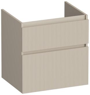 Brauer Delight Wavy - Onderkast - 60 cm - met 2 Softclose Lades Greeploos en 1 Sifon Uitsparing - Mat Beige