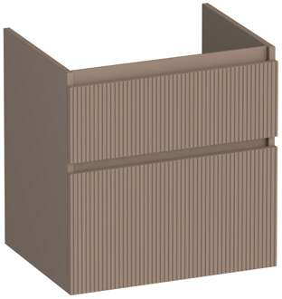 Brauer Delight Wavy - Onderkast - 60 cm - met 2 Softclose Lades Greeploos en 1 Sifon Uitsparing - Mat Mokka