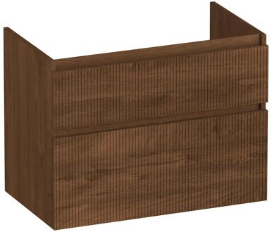 Brauer Delight Wavy - Onderkast - 80 cm - met 2 Softclose Lades Greeploos en 1 Sifon Uitsparing - Forest Cacao
