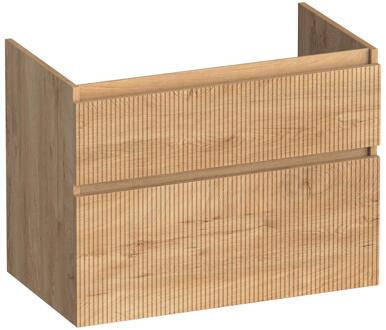 Brauer Delight Wavy - Onderkast - 80 cm - met 2 Softclose Lades Greeploos en 1 Sifon Uitsparing - Forest Tan