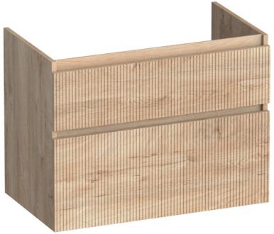 Brauer Delight Wavy - Onderkast - 80 cm - met 2 Softclose Lades Greeploos en 1 Sifon Uitsparing - Forest Wheat