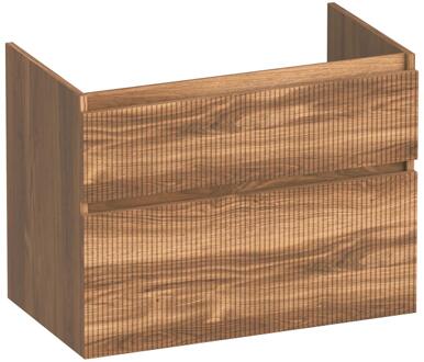 Brauer Delight Wavy - Onderkast - 80 cm - met 2 Softclose Lades Greeploos en 1 Sifon Uitsparing - Honey