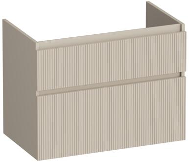 Brauer Delight Wavy - Onderkast - 80 cm - met 2 Softclose Lades Greeploos en 1 Sifon Uitsparing - Mat Beige