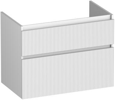 Brauer Delight Wavy - Onderkast - 80 cm - met 2 Softclose Lades Greeploos en 1 Sifon Uitsparing - Mat Wit