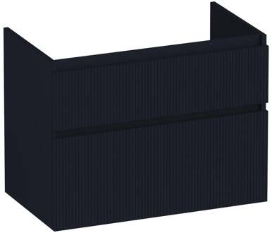 Brauer Delight Wavy - Onderkast - 80 cm - met 2 Softclose Lades Greeploos en 1 Sifon Uitsparing - Mat Zwart