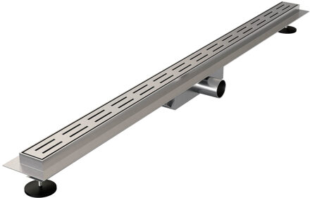 Brauer douchegoot 100x5x6.7cm met uitneembare bak en haarnet inclusief verstelbare poten roestvrijstaal