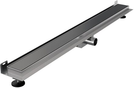 Brauer Douchegoot - 100x7.5cm - muurflens - tegelinlegrooster omkeerbaar - RVS - geborsteld gunmetal DR-MRFW100GM Gunmetal geborsteld (antraciet)