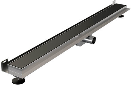 Brauer Douchegoot - 100x7.5cm - muurflens - tegelinlegrooster omkeerbaar - RVS - mat zwart DR-MRFW100S Zwart mat
