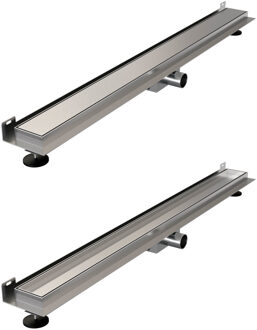 Brauer Douchegoot - 100x7.5cm - muurflens - tegelinlegrooster omkeerbaar - RVS - RVS - geborsteld RVS DR-MRFW100NG RVS geborsteld