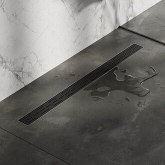 Brauer Douchegoot - 100x7.5cm - vloerflens - RVS - zwart DR-SRF100S Zwart (Rvs)