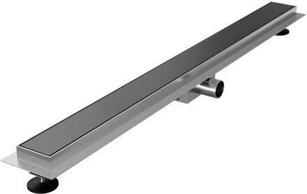 Brauer Douchegoot - 100x7.5cm - vloerflens - tegelinlegrooster omkeerbaar - RVS - geborsteld gunmetal DR-MRF100GM Gunmetal geborsteld (antraciet)