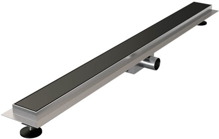 Brauer Douchegoot - 100x7.5cm - vloerflens - tegelinlegrooster omkeerbaar - RVS - zwart mat DR-MRF100S