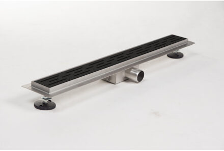 Brauer Douchegoot - 160x7x6.7cm - ondiepe vloerflens - zijuitloop - RVS - mat zwart sw6723/sw242158 Zwart mat