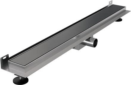 Brauer Douchegoot - 70x7.5cm - muurflens - tegelinlegrooster omkeerbaar - RVS - geborsteld gunmetal DR-MRFW70GM Gunmetal geborsteld (antraciet)