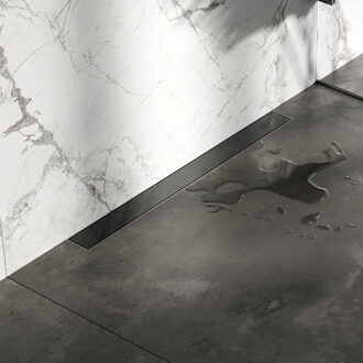 Brauer Douchegoot - 70x7.5cm - muurflens - tegelinlegrooster omkeerbaar - RVS - geborsteld gunmetal DR-MRFW70GM Gunmetal geborsteld (antraciet)