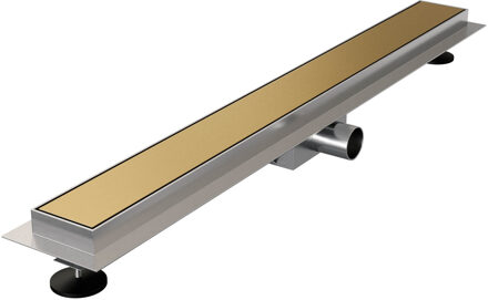 Brauer Douchegoot - 70x7.5cm - vloerflens - tegelinlegrooster omkeerbaar - RVS - geborsteld goud DR-MRF70GG Goud geborsteld