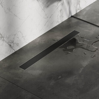 Brauer Douchegoot - 70x7.5cm - vloerflens - tegelinlegrooster omkeerbaar - RVS - zwart mat DR-MRF70S