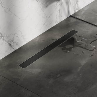 Brauer Douchegoot - 70x7.5cm - vloerflens - tegelinlegrooster omkeerbaar - RVS - zwart mat DR-MRF70S