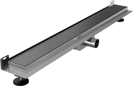 Brauer Douchegoot - 80x7.5cm - muurflens - tegelinlegrooster omkeerbaar - RVS - geborsteld gunmetal DR-MRFW80GM Gunmetal geborsteld (antraciet)