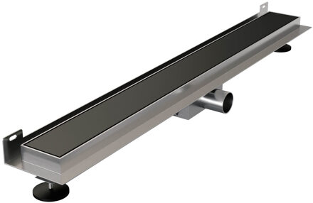 Brauer Douchegoot - 80x7.5cm - muurflens - tegelinlegrooster omkeerbaar - RVS - mat zwart DR-MRFW80S Zwart mat