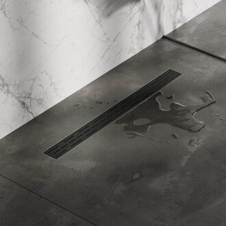 Brauer Douchegoot - 80x7.5cm - vloerflens - RVS - zwart DR-SRF80S Zwart (Rvs)