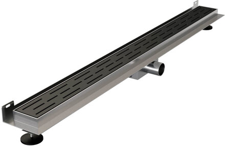 Brauer Douchegoot - 90x7.5cm - muurflens - RVS - Zwart DR-SRFW90S Zwart (Rvs)