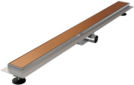 Brauer Douchegoot - 90x7.5cm - vloerflens - tegelinlegrooster omkeerbaar - RVS - geborsteld koper DR-MRF90GK Koper geborsteld