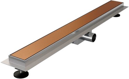 Brauer Douchegoot Brauer Brons Inclusief Vloerflens 70x7 cm Zero Tegelinlegrooster Omkeerbaar Brauer